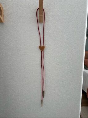 Red cord with velvet Heart Bolo Tie